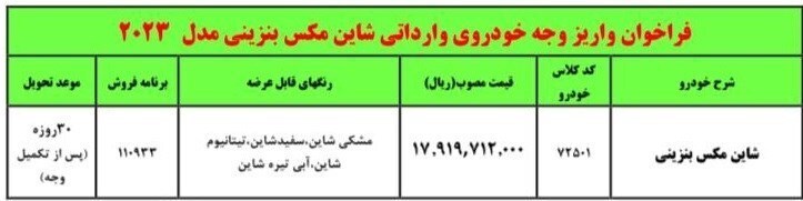 فروش فوق العاده شاین مکس بنزینی با قیمت جدید+ شرایط