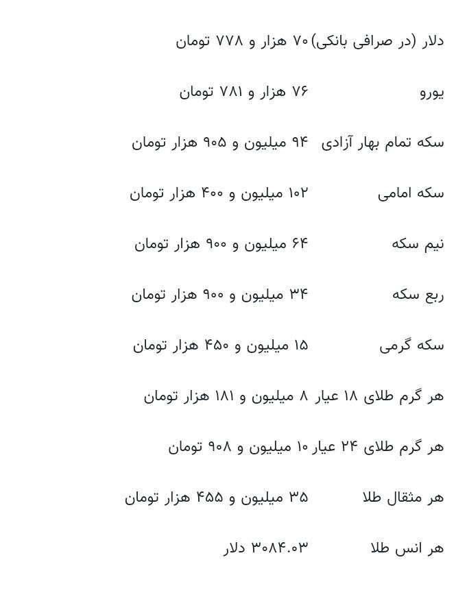قیمت طلا، سکه و ارز امروز ۱۱ فروردین‌ماه ۱۴۰۴