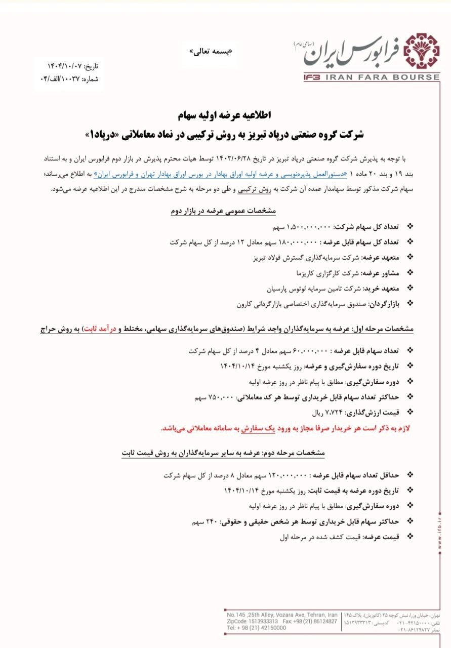 زمان عرضه اولیه درپاد