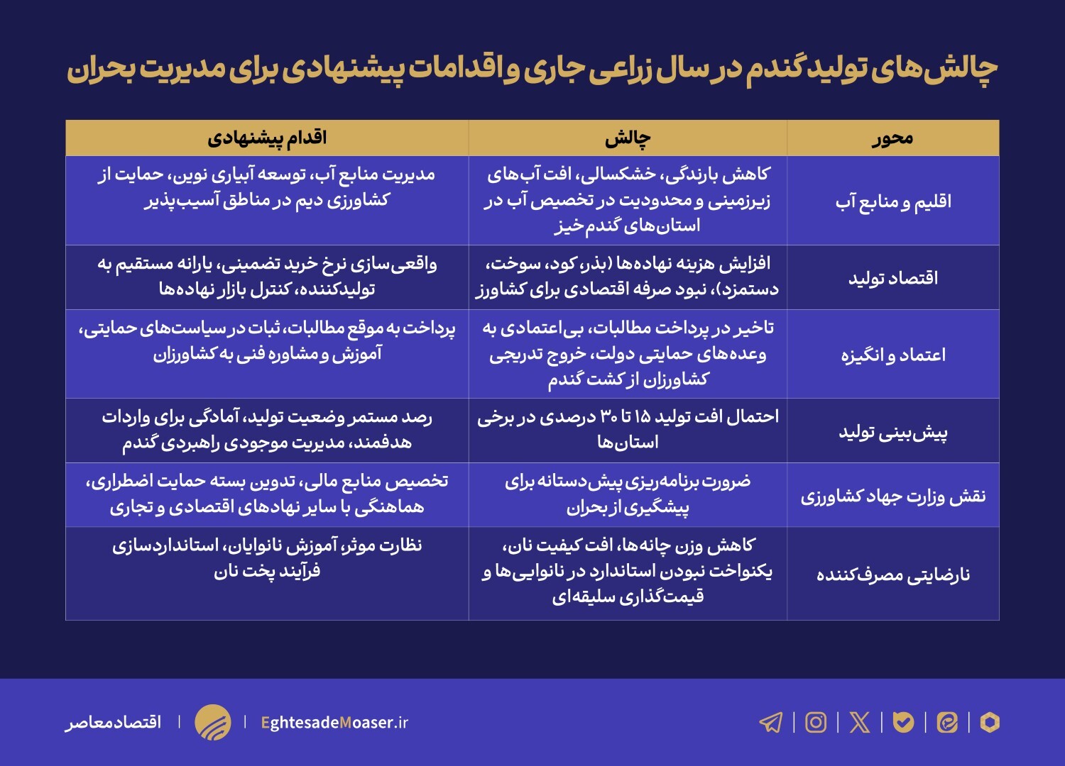 چالش‌های زنجیره گندم و ضرورت بازنگری در سیاست‌ها/ وزارت جهاد کشاورزی آینده‌بینی کند