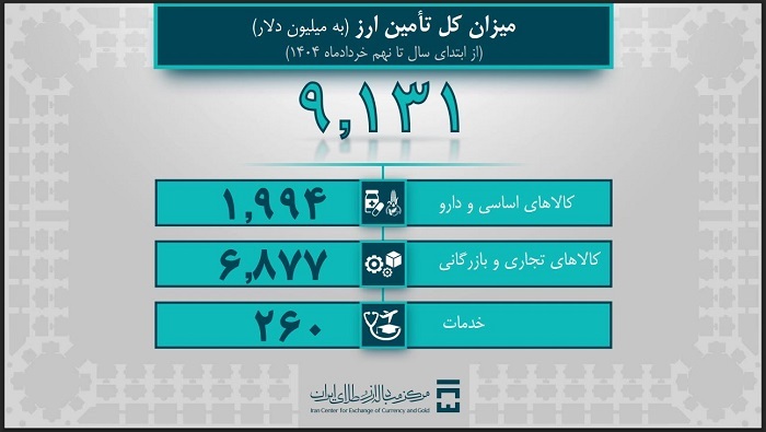 حجم تأمین ارز مورد نیاز واردات و نیازهای خدماتی از 9 میلیارد دلار گذشت