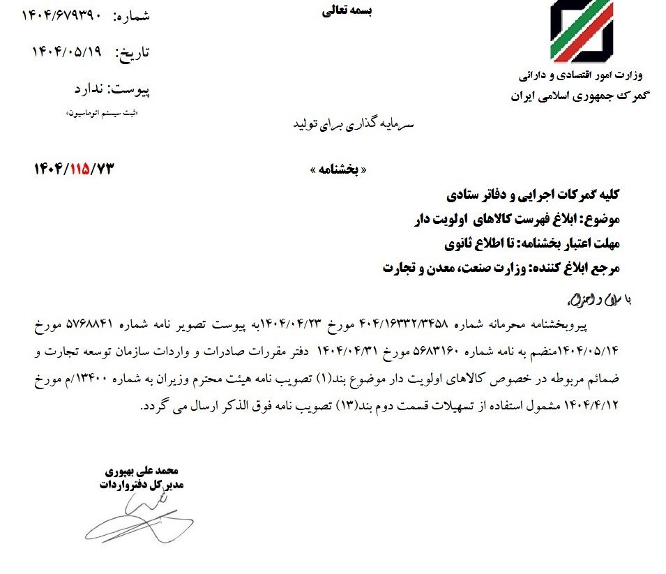 فهرست کالاهای اولویت دار مشمول مصوبه حمایتی دولت مشخص شد