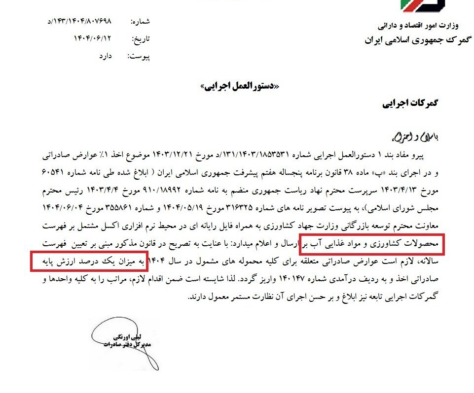 فهرست محصولات کشاورزی آب بر اعلام شد