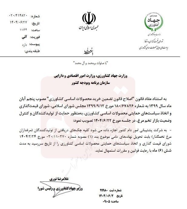 بدهی تولیدکنندگان تخم مرغ امهال شد+ سند