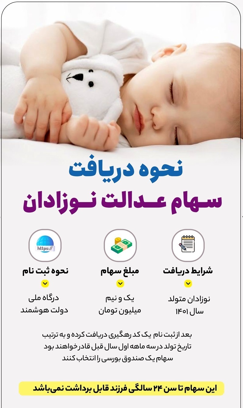 محدودیت‌ها و شرایط برداشت سهام عدالت نوزادان