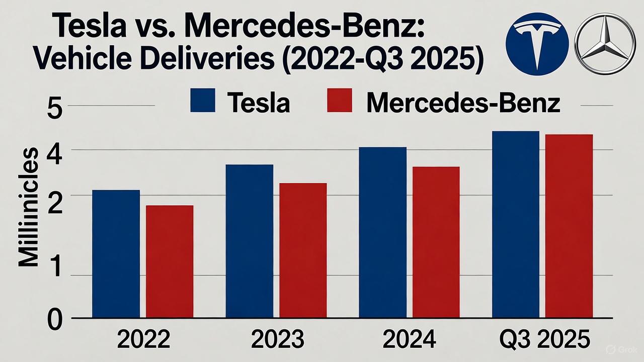 در حال ویرایش//تسلا از مرسدس‌بنز سبقت گرفت: نقطه عطفی در صنعت خودروهای الکتریکی