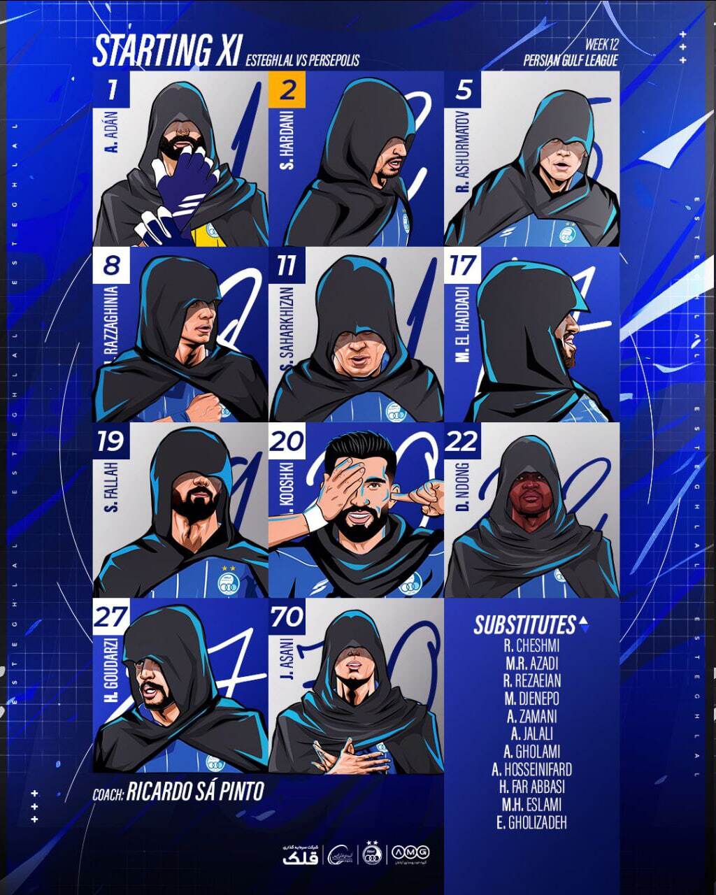 ترکیب استقلال برای بازی با پرسپولیس مشخص شد