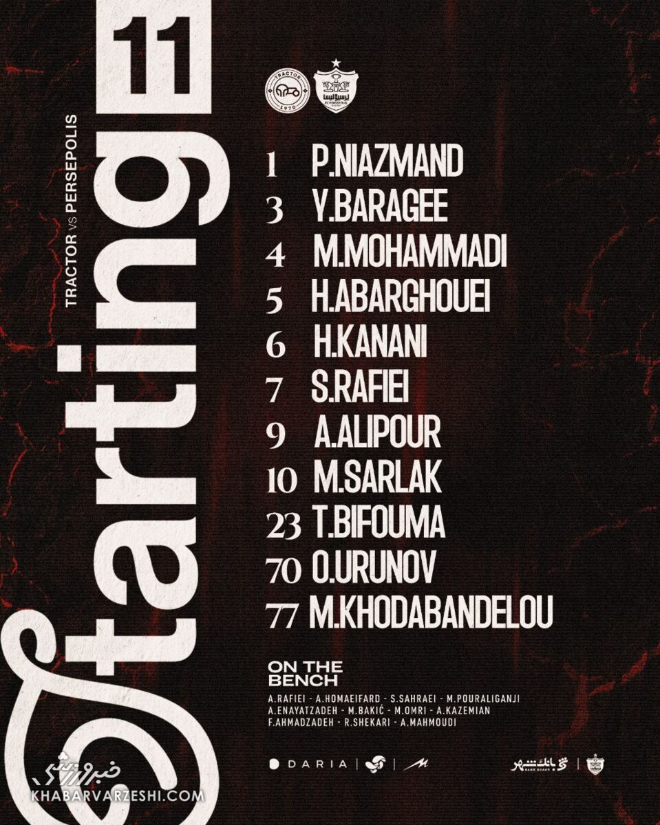 ترکیب پرسپولیس مقابل تراکتور/ اوسمار آرایش تهاجمی را ترجیح داد