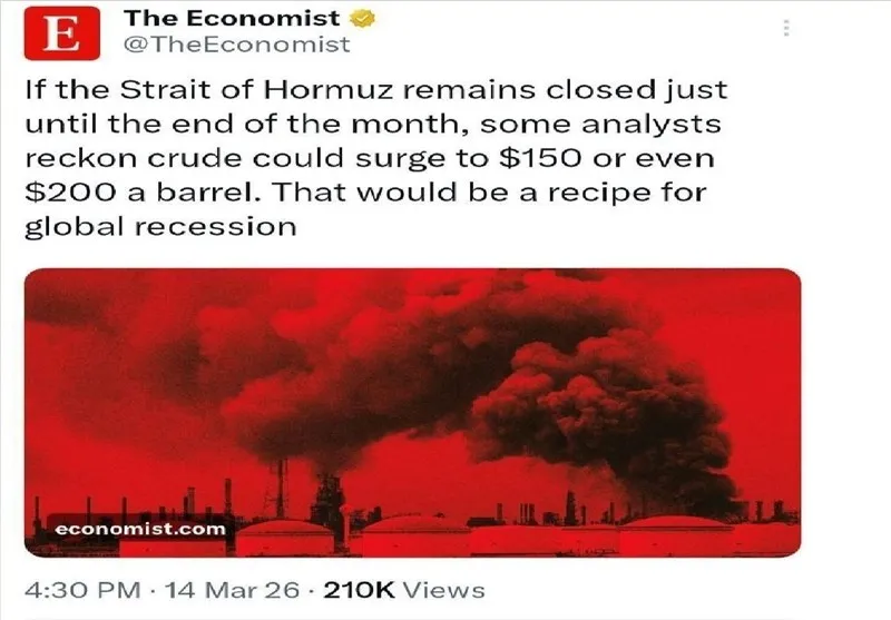 هشدار اکونومیست درباره ادامه جنگ و نفت 200 دلاری