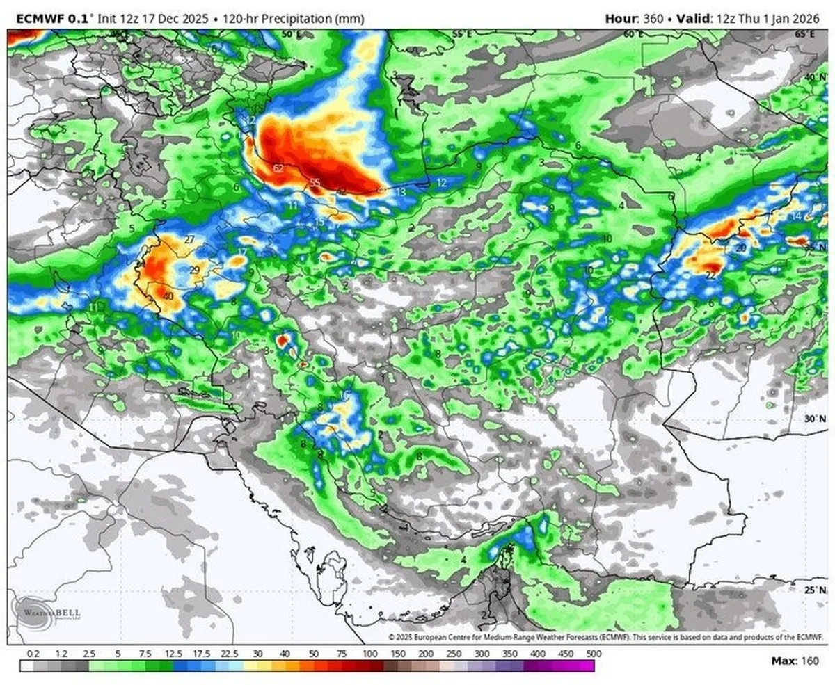تشدید سامانه بارشی در ۴ استان؛ پایان بارش‌ها در اغلب نقاط کشور از فردا
