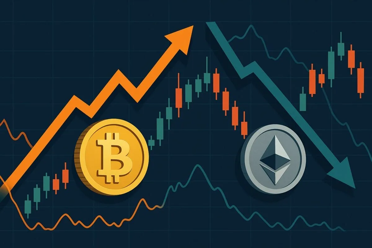 بازار کریپتو در نوسان؛ بیت‌کوین و اتریوم در دو مسیر متفاوت