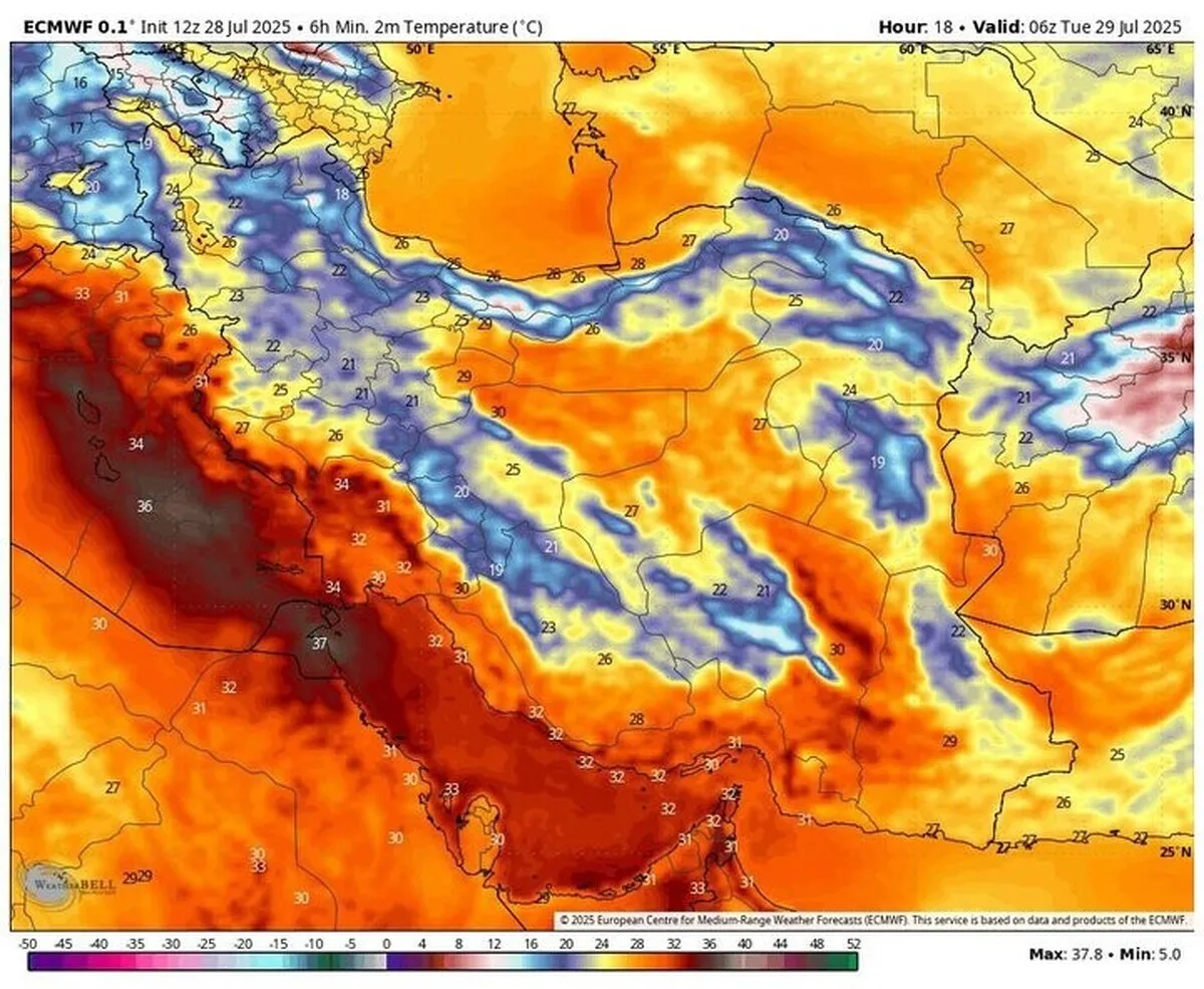 ورود موج جدید گرما از امروز؛ دمای بالای ۵۰ درجه در ۱۲ نقطه ثبت شد
